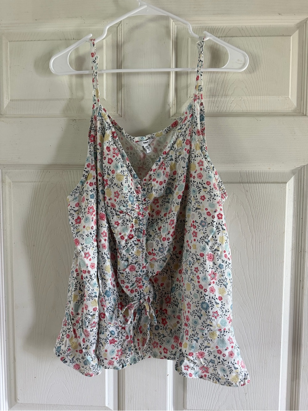 Sonoma Floral Tie-Waist Spaghetti Strap Camisole - White Multicolor